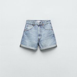Zara Light Blue High Waist Women Shorts